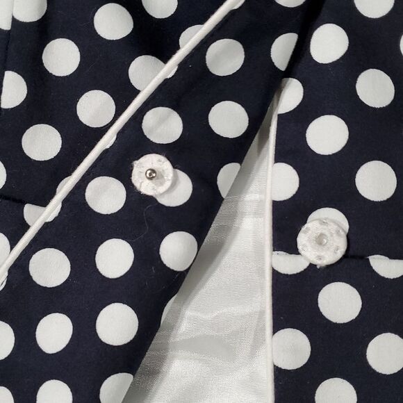 🔹️Tahari Blue & White Polka Dot Print Blazer Size 12 - Picture 6 of 10